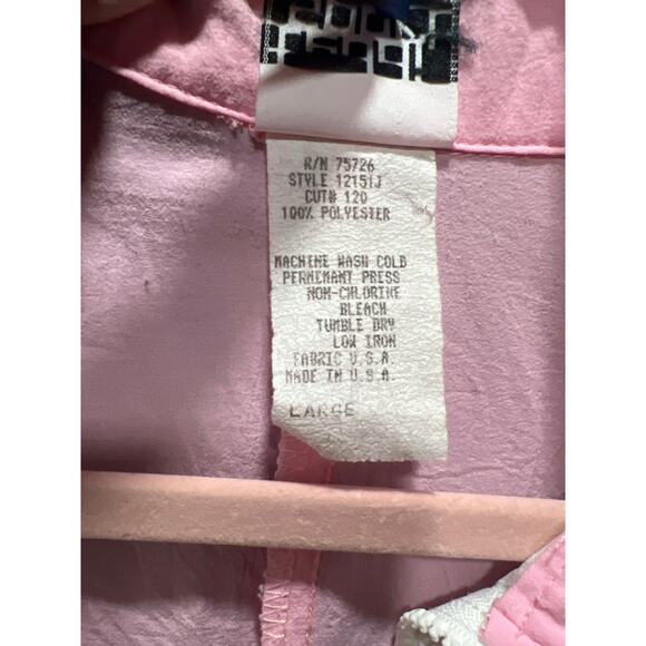 Vintage 80s Teddi Sport Pastel Pink Bone White Full Zip Windbreaker Size L - Picture 9 of 10